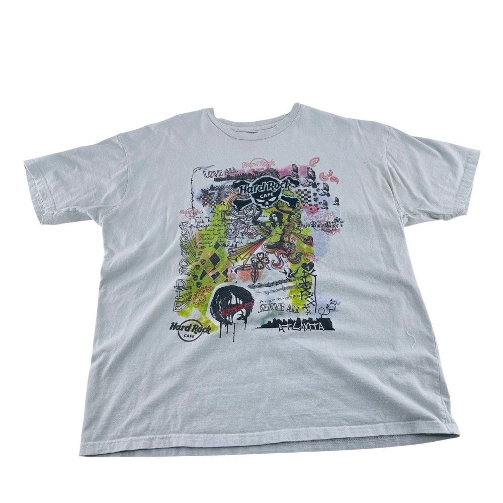 Hard Rock Cafe Atlanta Graphic T-Shirt‎ XL Light Blue 100% Cotton